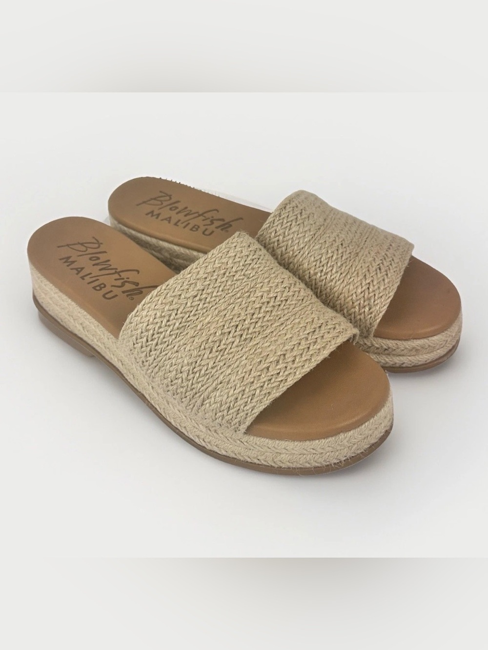 Blowfish Malibu Marshlo-B Rope Espadrille Platform Slide Sandals Tan W10 Boho
